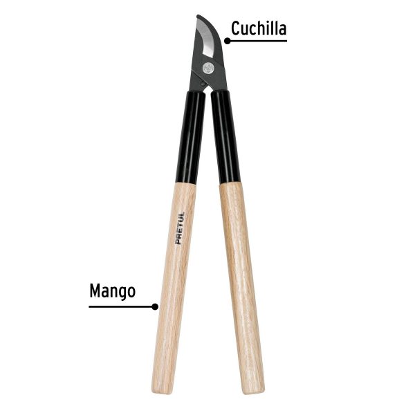 25033 - Tijera para ramas 52 cm, mgos de madera con casquillo,PRETUL