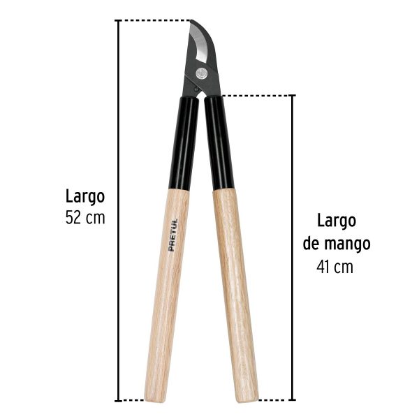 25033 - Tijera para ramas 52 cm, mgos de madera con casquillo,PRETUL