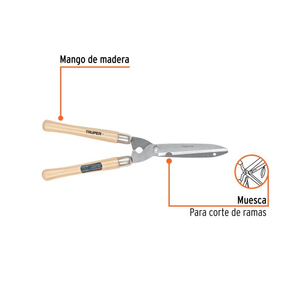 18376 - Tijera para poda 53 cm, ligera, mgos de madera, TRUPER