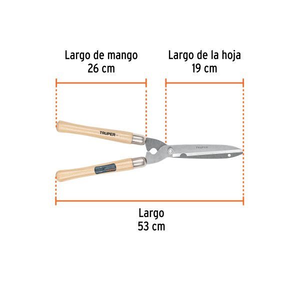 18376 - Tijera para poda 53 cm, ligera, mgos de madera, TRUPER