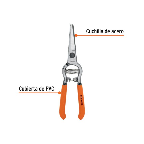 18457 - Tijera forjada para poda 8', curva, corte de uva, Truper