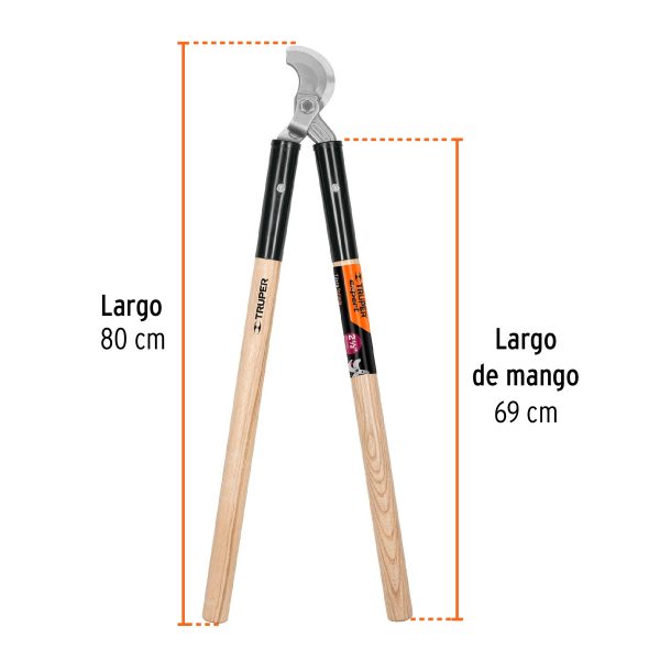 18400 - Tijera para ramas 80cm,uso rudo,mgos de madera,TRUPER EXPERT