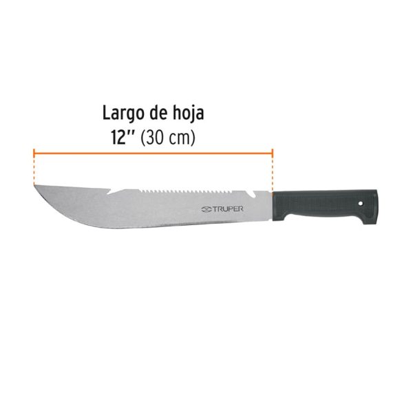 15870 - Machete rambo 12', cacha inyectada negra, con funda, TRUPER