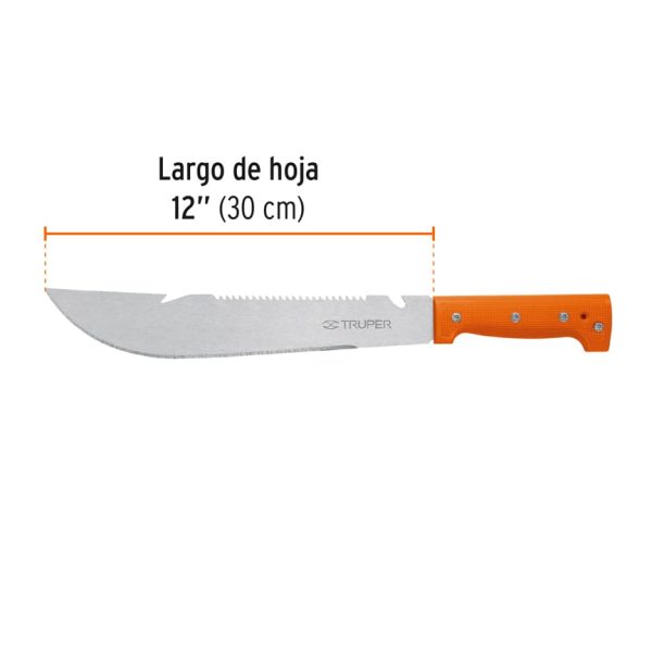 15890 - Machete rambo 12',cacha remachada naranja, con funda, TRUPER