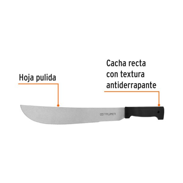 15863 - Machete estándar 14' cacha negra inyectada, Truper