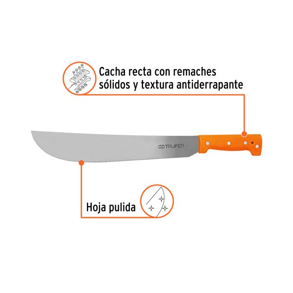 15883 - Machete estándar 14' cacha naranja remachada, Truper