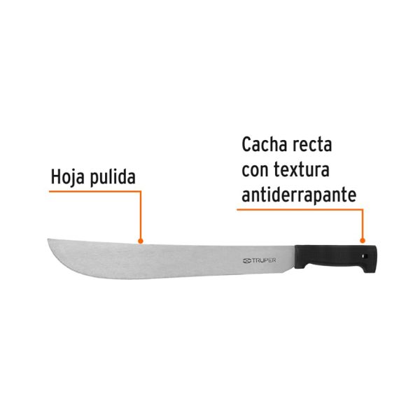 15864 - Machete estándar 16' cacha negra inyectada, Truper