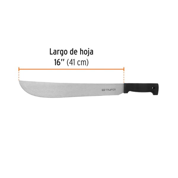 15864 - Machete estándar 16' cacha negra inyectada, Truper
