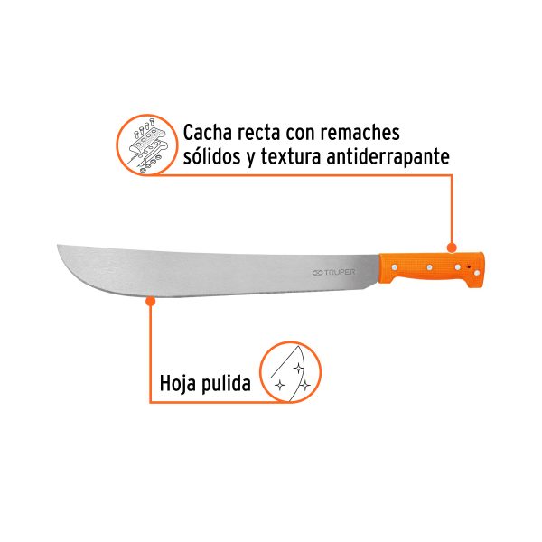 15884 - Machete estándar 16' cacha naranja remachada, Truper