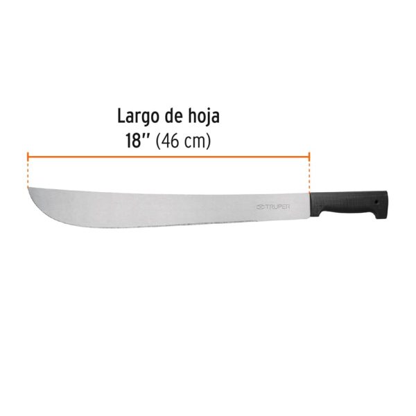 10256 - Machete estándar 18' cacha negra inyectada, en bolsa, Truper