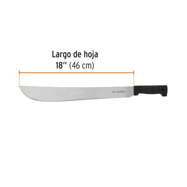 15865 - Machete estándar 18' cacha negra inyectada, Truper