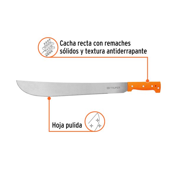 15885 - Machete estándar 18' cacha naranja remachada, Truper