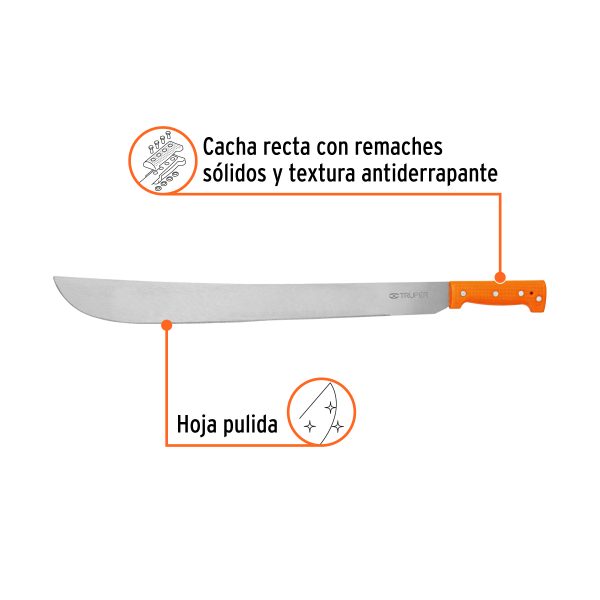 15887 - Machete estándar 22' cacha naranja remachada, Truper