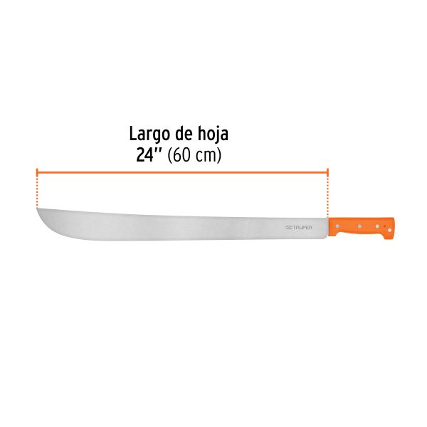 15888 - Machete estándar 24' cacha naranja remachada, Truper