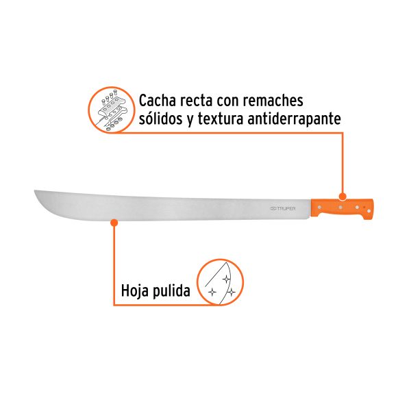 15889 - Machete estándar 26' cacha naranja remachada, Truper