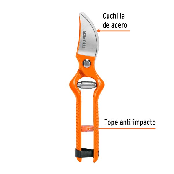 18543 - Tijera para poda 8-1/2' forjada cuchilla de paso, Truper