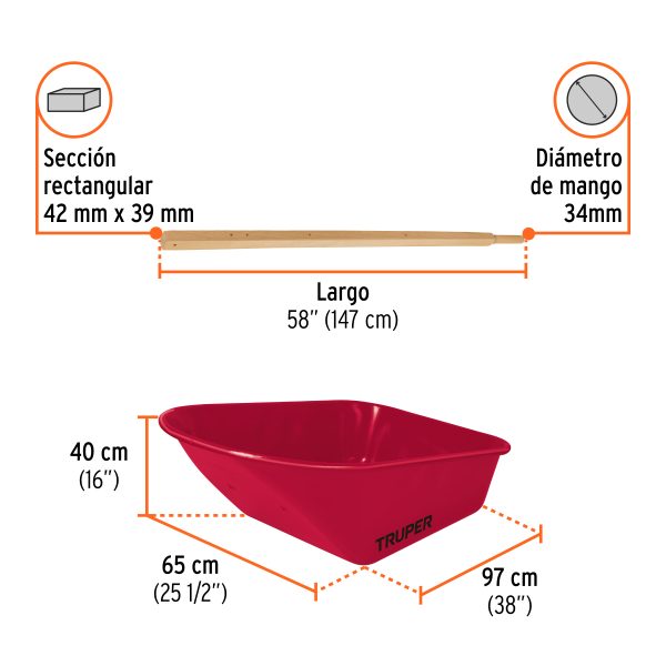 T-6ND2.jpg 19804 - Carretilla 6 ft3 Neumática, bastidores de madera, Truper