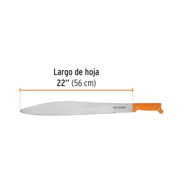 15871 - Machete acapulqueño de 22' cacha naranja, Truper