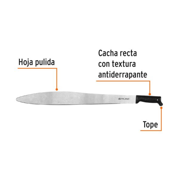 15861 - Machete acapulqueño de 24' cacha negra inyectada, Truper