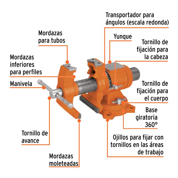 103643 - Tornillo de banco 5' multipropósito de hierro dúctil, Truper