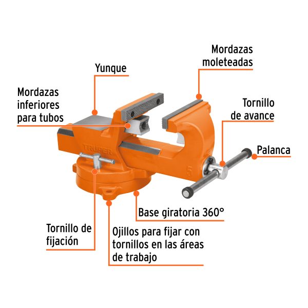 103598 - Tornillo de banco 5' industrial de hierro dúctil, Expert