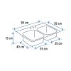 47024 - Tarja de empotrar 84x56cm doble tina, Foset Basic