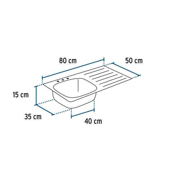47018 - Tarja de empotrar 80x50cm tina izquierda, Foset Basic