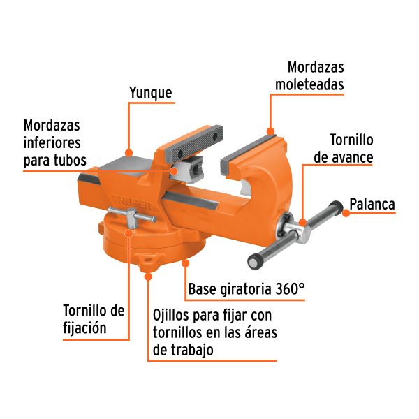 103620 - Tornillo de banco 8' industrial de hierro dúctil, Expert