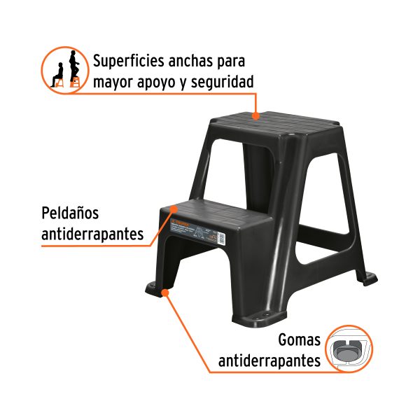 103020 - Taburete ligero de plástico, 2 peldaños