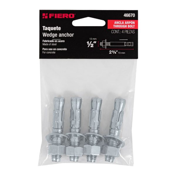 46670 - Bolsa con 4 taquetes arpón 1/2' x 2-3/4', Fiero