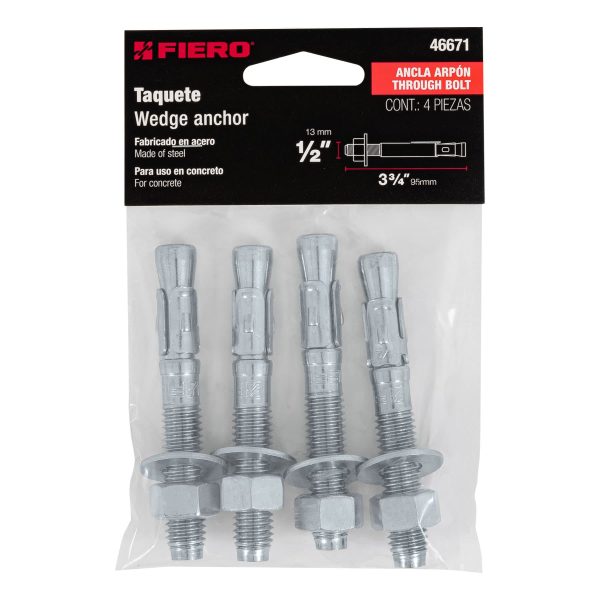 46671 - Bolsa con 4 taquetes arpón 1/2' x 3-3/4', Fiero