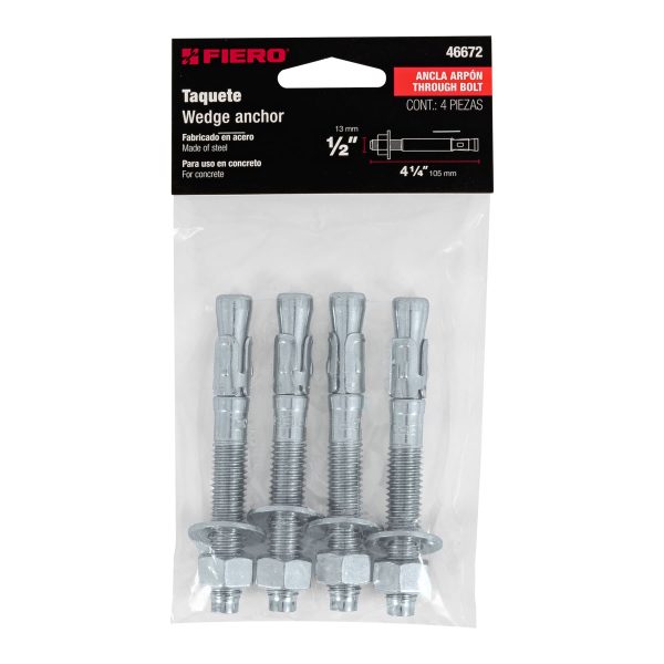 46672 - Bolsa con 4 taquetes arpón 1/2' x 4-1/4', Fiero