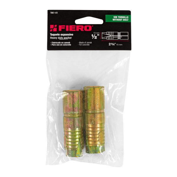 47378 - Bolsa con 2 taquetes expansivos de 1/2' sin tornillo, Fiero
