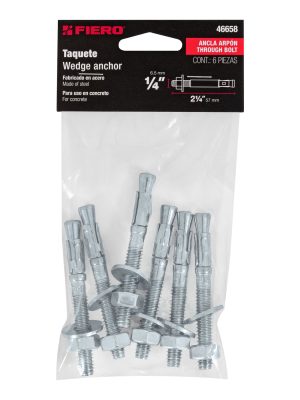 46658 - Bolsa con 6 taquetes arpón 1/4' x 2-1/4', Fiero