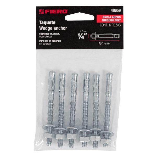 46659 - Bolsa con 6 taquetes arpón 1/4' x 3', Fiero