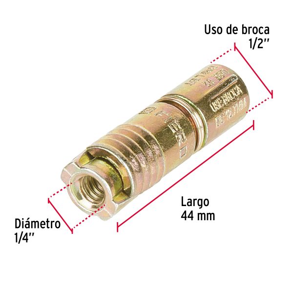 47364 - Caja con 100 taquetes expansivos de 1/4' sin tornillo, Fiero