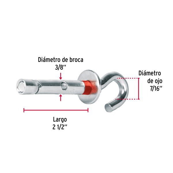 47565 - Bolsa con 4 taquetes expansivos 10x65 mm con armella abierta