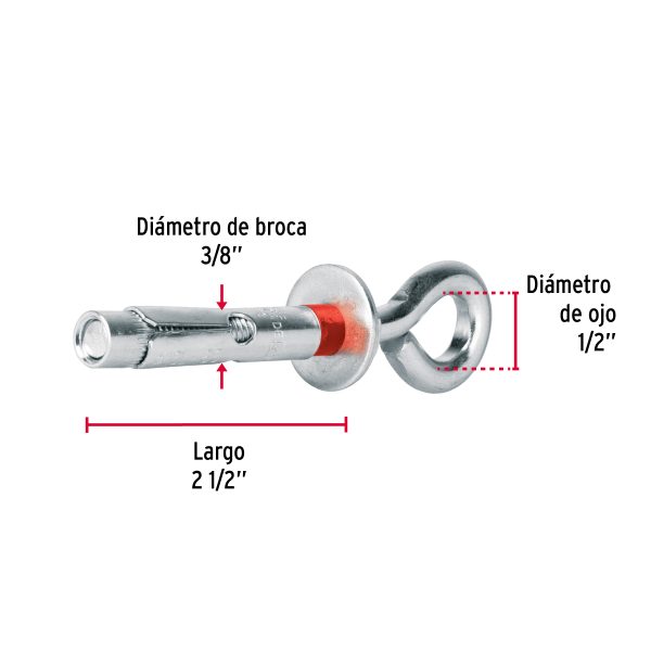 47561 - Bolsa con 4 taquetes expansivos 10x65 mm con armella cerrada