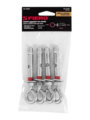 47561 - Bolsa con 4 taquetes expansivos 10x65 mm con armella cerrada