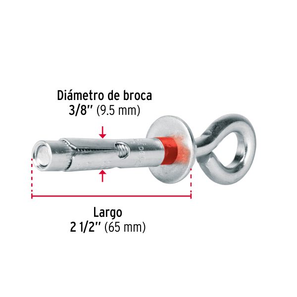 45735 - Caja con 50 taquetes expansivos 10x65 mm con armella cerrada