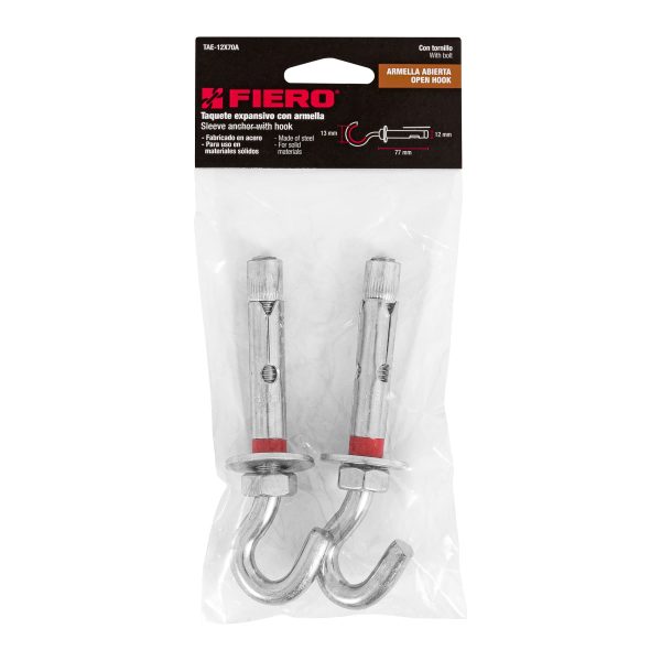 47566 - Bolsa con 2 taquetes expansivos 12x75 mm con armella abierta