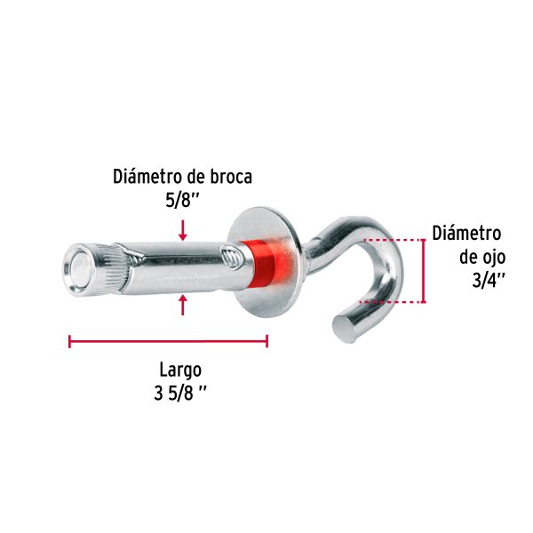 47567 - Bolsa con 2 taquetes expansivos 16x90 mm con armella abierta