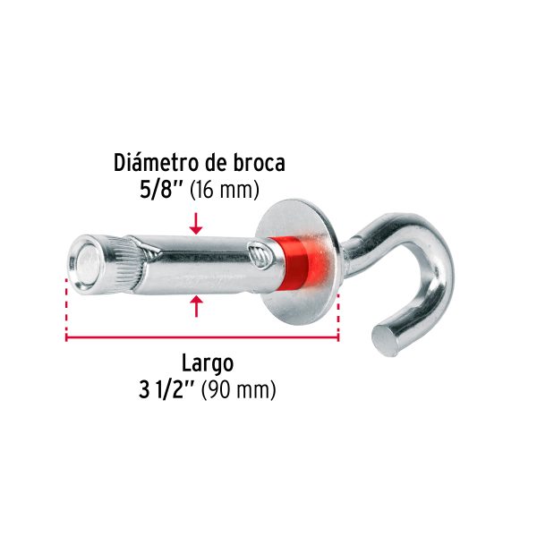 49748 - Caja con 25 taquetes expansivos 16x90 mm con armella abierta