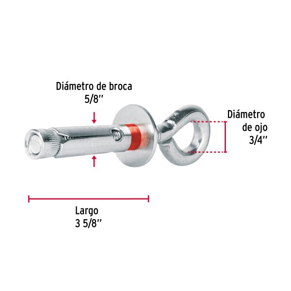 47563 - Bolsa con 2 taquetes expansivos 16x90 mm con armella cerrada