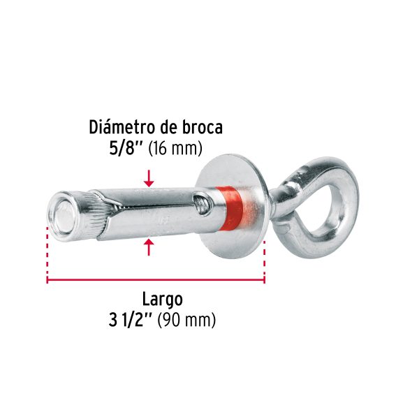 45737 - Caja con 25 taquetes expansivos 16x90 mm con armella cerrada