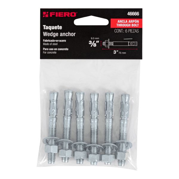 46666 - Bolsa con 6 taquetes arpón 3/8' x 3', Fiero