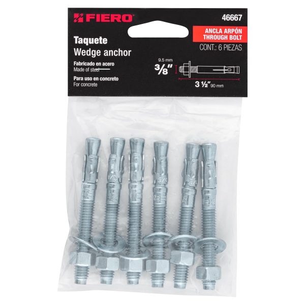 46667 - Bolsa con 6 taquetes arpón 3/8' x 3-1/2', Fiero