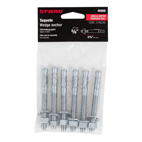 46668 - Bolsa con 6 taquetes arpón 3/8' x 3-3/4', Fiero