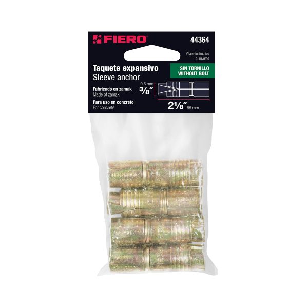 44364 - Bolsa con 4 taquetes expansivos de 3/8' sin tornillo, Fiero