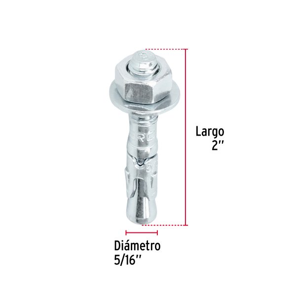 46636 - Caja con 100 taquetes arpón de 5/16' x 2', Fiero
